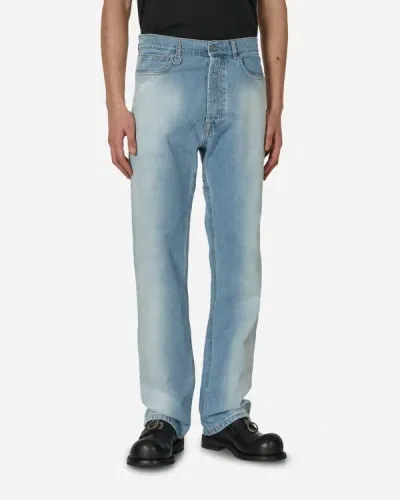 Random Identities Back Cut Denim Pants In Blue