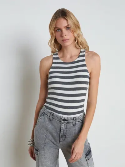 L Agence Nia Racerback Tank In Navy White Stripe