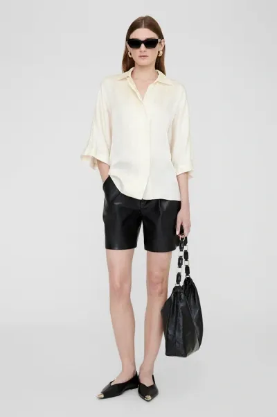 Anine Bing Julia Shirt In Ivory In Yellow