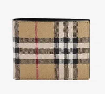 Burberry Check-print Bi-fold Wallet In Beige