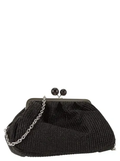 Weekend Max Mara Fortuna Pastry Bag Medium Raffia Effect In Black