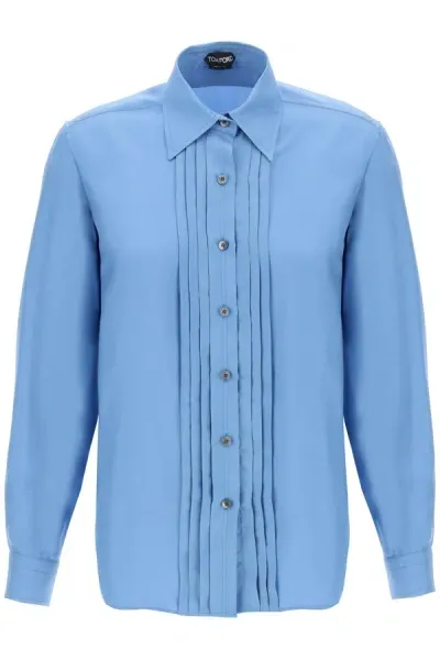 Tom Ford Camicia Con Pettorina Plissettata In Blue