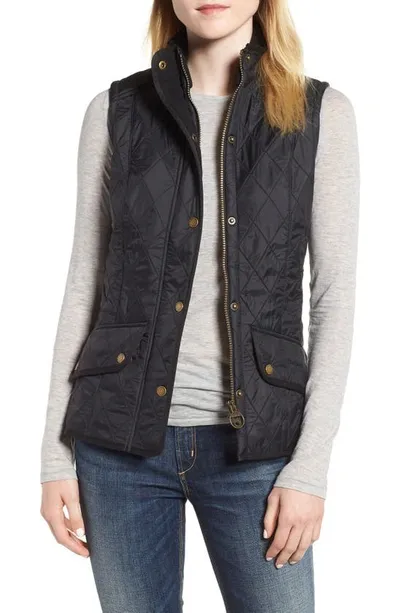 Barbour Cavalry Fleece-lined Quilted Vest In Black