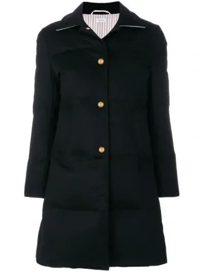 Thom Browne Down-filled Jacket-weight Cashmere Overcoat In Blue