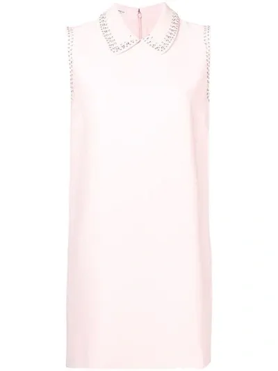 Miu Miu Rhinestone Embellished Straight Dress In Pink