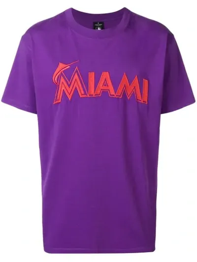 Marcelo Burlon County Of Milan Marcelo Burlon X Miami Marlins Tee Shirt In Violet Orange