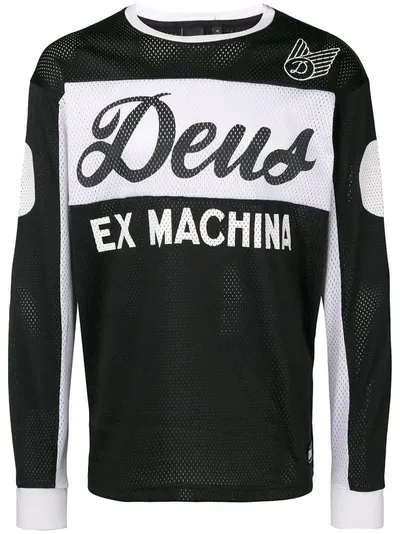 Deus Ex Machina Colour Block Perforated Top In Black