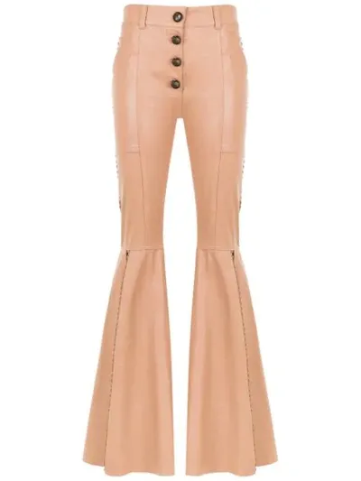 Andrea Bogosian Panelled Leather Trousers In Neutrals