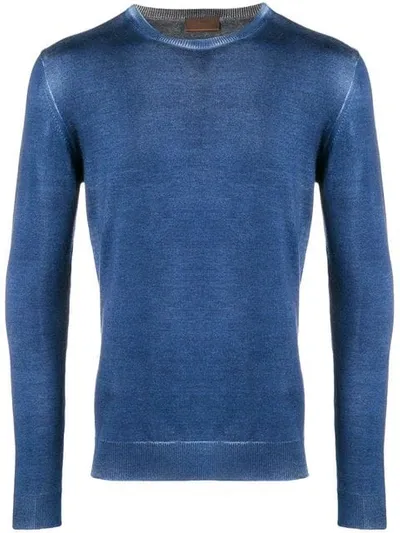 Altea Washed-effect Fitted Sweater In Blue