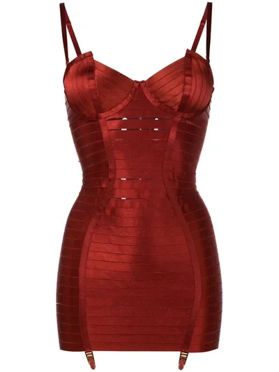 Bordelle Strappy Corset Slip In Red