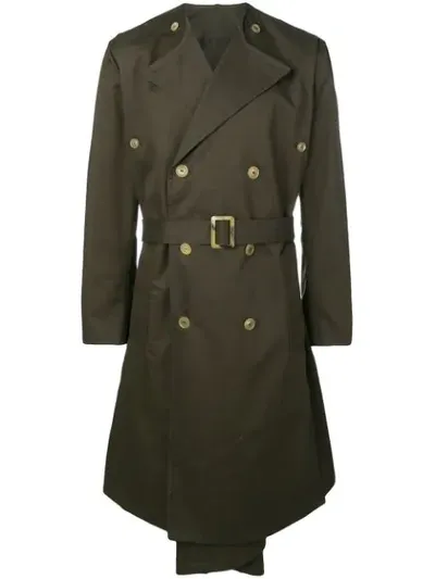 Hed Mayner Midi Trench Coat In Green