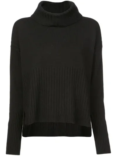 Derek Lam 10 Crosby Long-sleeve Cashmere Turtleneck Sweater W/ Rib Detail In Black