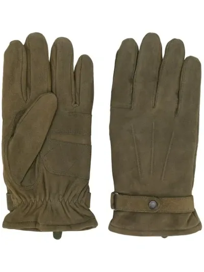 Barbour Stitch Detail Gloves In Green