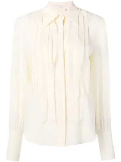 Chloé Pleated Placket Shirt In Neutrals