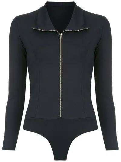 Amir Slama Zip Bodysuit In Black