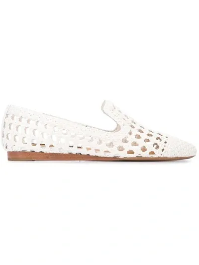 Veronica Beard Griffin Crochet Design Loafers In White