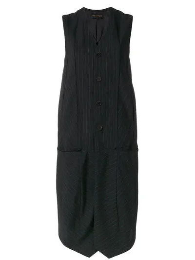 Pre-owned Comme Des Garçons Pinstripe Sleeveless Coat In Black