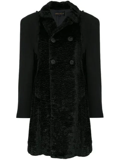 Pre-owned Comme Des Garçons Textured Double-breasted Coat In Black