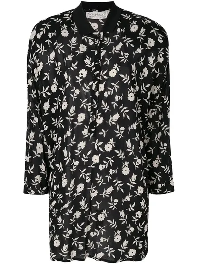 Pre-owned Versace Floral Printed Shirt In Black