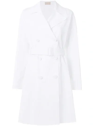 Pre-owned Alaïa Midi Trench Coat In White