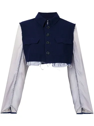 Pre-owned Comme Des Garçons Tonal Cropped Jacket In Blue