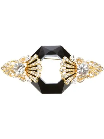 Pre-owned Gianfranco Ferre Vintage Faceted Gem Brooch In Metallic