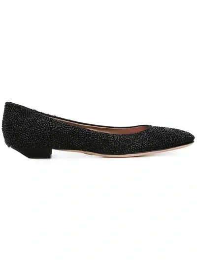 Pre-owned Giorgio Armani Textured Ballerina Flats In Black