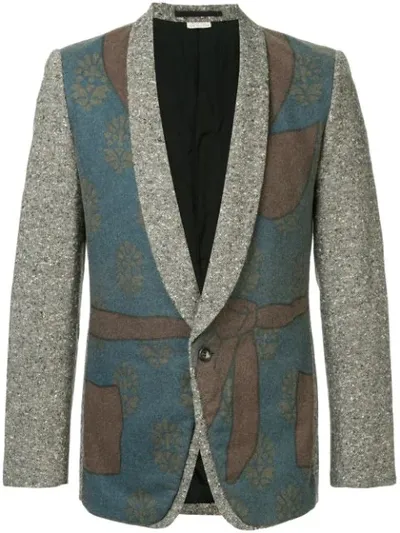 Pre-owned Comme Des Garçons Tie Belt Print Blazer In Grey