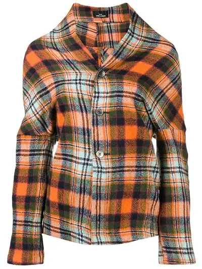 Pre-owned Comme Des Garçons Plaid Deconstructed Jacket In Yellow