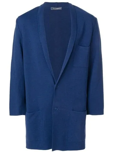 Pre-owned Issey Miyake 1980s Shawl Lapel Cardigan In Blue