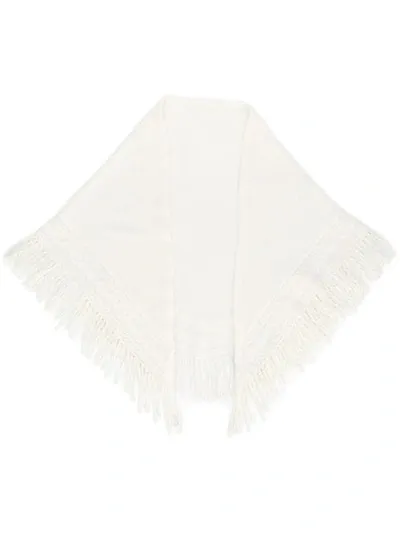 Pre-owned Balmain Fringed Shawl In Neutrals