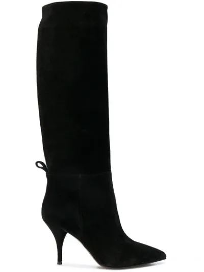 L'autre Chose Knee Length Pointed Boots In Black