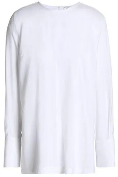 Brunello Cucinelli Bead-embellished Stretch-silk Top In White