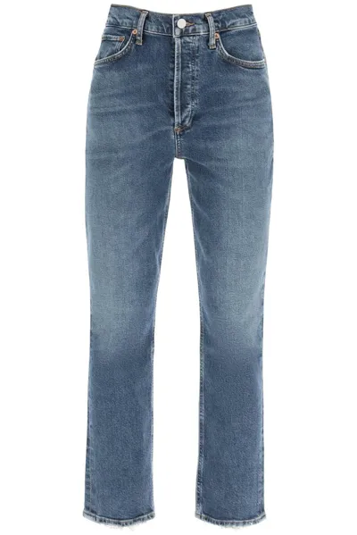 Agolde Blue Riley High-rise Straight Crop Jeans In Cove