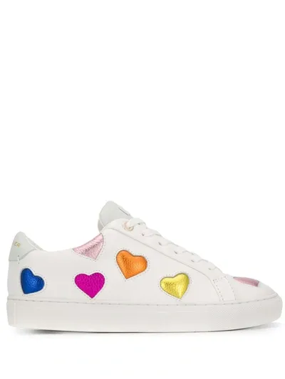 Kurt Geiger Lio Metallic Hearts Leather Trainers In Multi