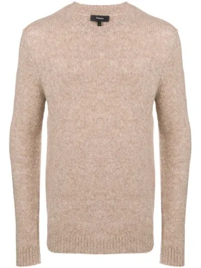 Theory Melange Crew Neck Sweater In Neutrals