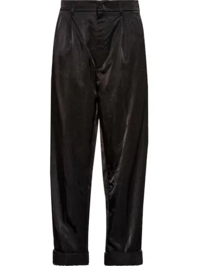 Prada Technical Satin Trousers In F0002 Black