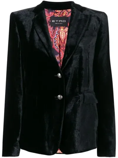 Etro Embossed Button Blazer In Black