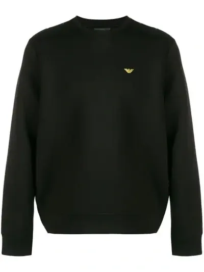 Emporio Armani Embroidered Logo Sweatshirt In Black