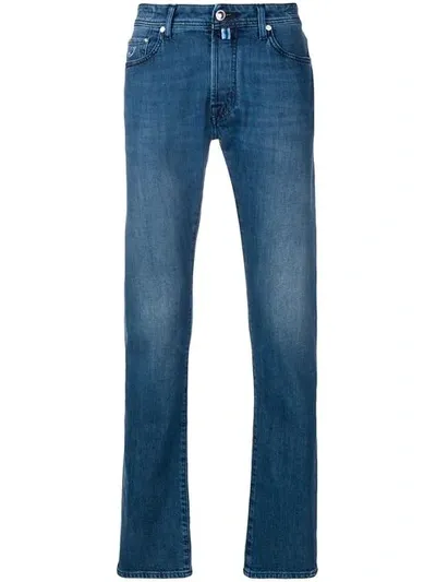 Jacob Cohen Faded Straight Leg Jeans In Blue