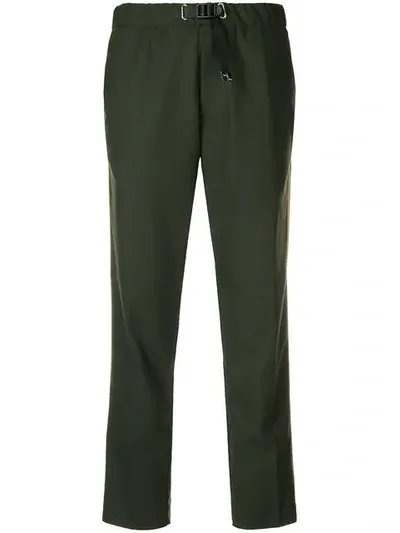 White Sand Side Stripes Trousers In Green