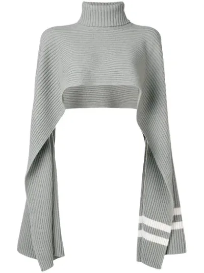 Mrz Knitted Shawl Scarf In Grey