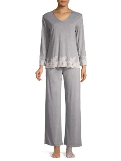 Natori Luxe Shangri La Two-piece Pajama Set In Grey