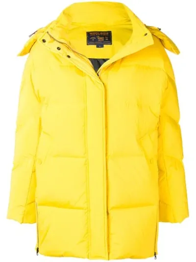 Woolrich Padded Oversized Jacket In Yellow