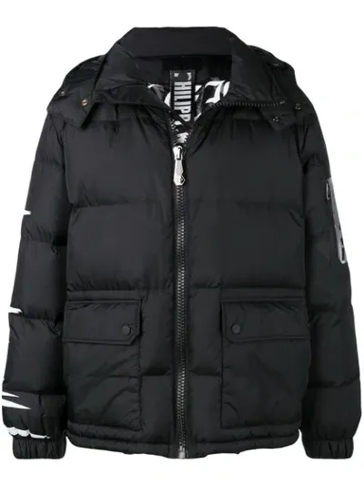 Philipp Plein Skull Print Padded Jacket In Black