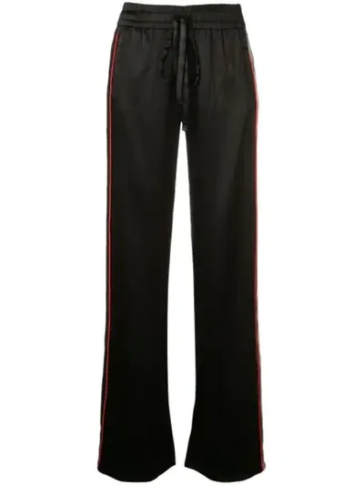 Amiri Leather Stripe Track Pants In Black