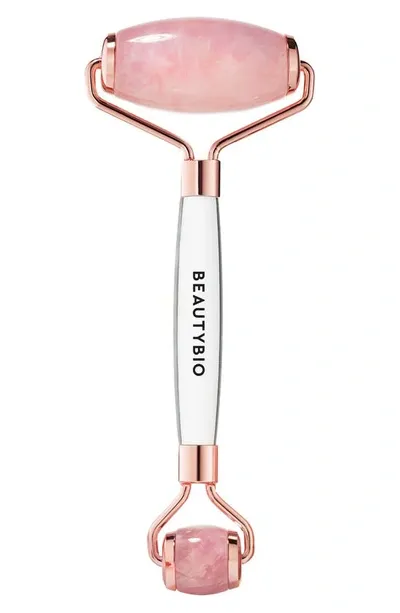 Beautybio Rose Quartz Facial Beauty Roller In White