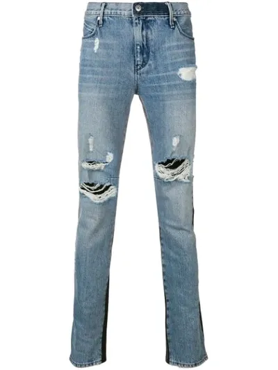 Rta Contrast Material Jeans In Blue