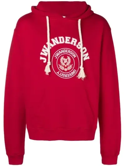 Jw Anderson J.w. Anderson University Logo Hoodie In Red,white