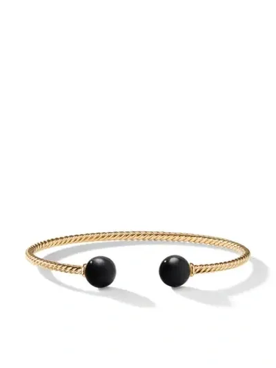 David Yurman 18kt Yellow Gold Solari Black Onyx Bead Cuff Bracelet In 88bbo